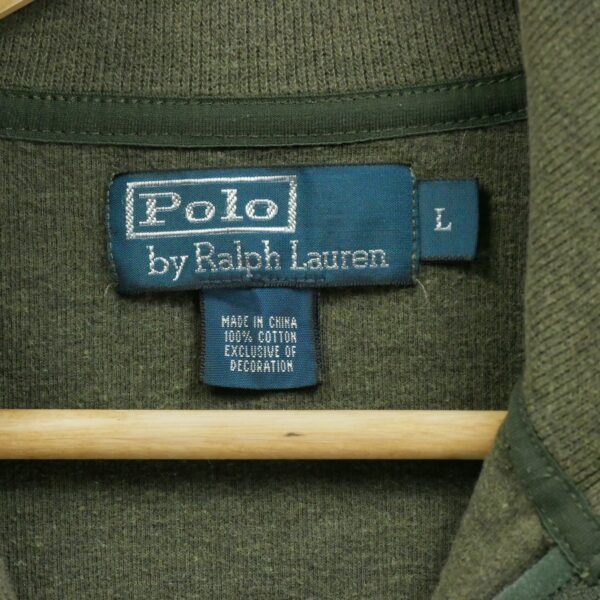 Pull homme manches longues kaki Polo Ralph Lauren Col Montant