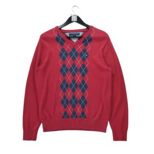 Pull homme manches longues rouge Tommy Hilfiger Motif a motifs Col V