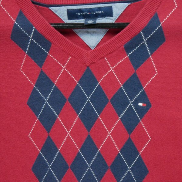 Pull homme manches longues rouge Tommy Hilfiger Motif a motifs Col V
