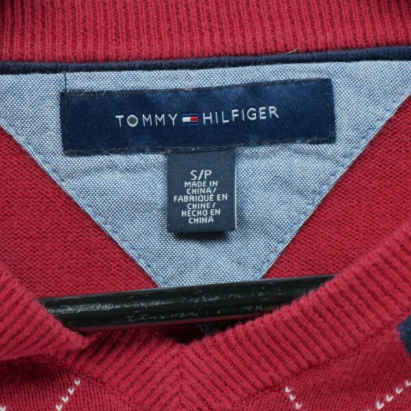 Pull homme manches longues rouge Tommy Hilfiger Motif a motifs Col V