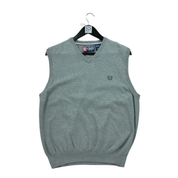 Pull homme sans manches gris Chaps Motif chine Col V