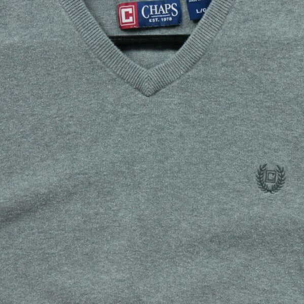 Pull homme sans manches gris Chaps Motif chine Col V