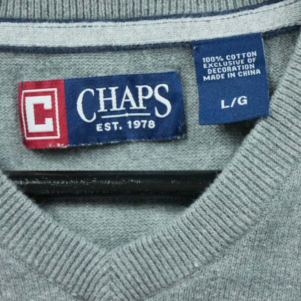 Pull homme sans manches gris Chaps Motif chine Col V