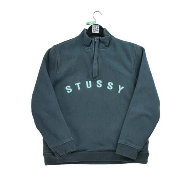 Sweat homme manches longues gris Stussy Col Montant
