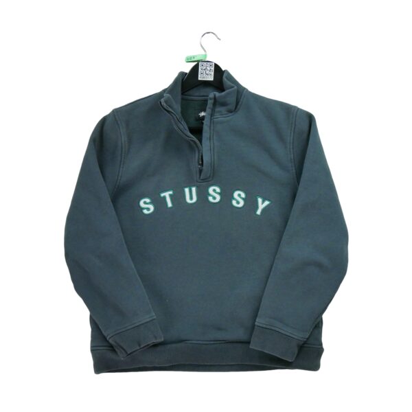 Sweat homme manches longues gris Stussy Col Montant