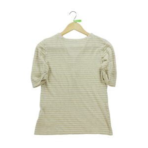 T shirt manches courtes femme beige Polo Ralph Lauren Motif a rayures Col V