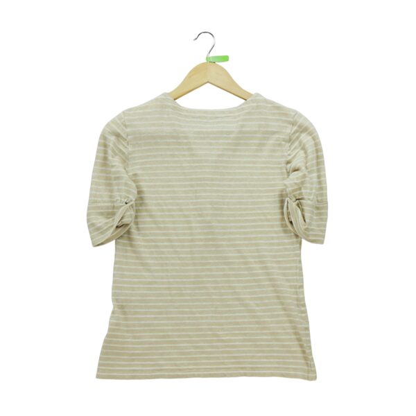 T shirt manches courtes femme beige Polo Ralph Lauren Motif a rayures Col V