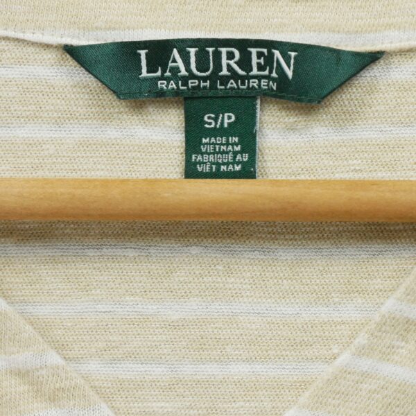 T shirt manches courtes femme beige Polo Ralph Lauren Motif a rayures Col V
