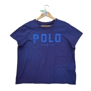 T shirt manches courtes femme marine Polo Ralph Lauren Motif imprime Col Rond