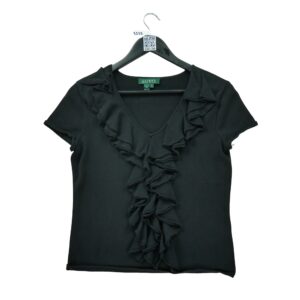 T shirt manches courtes femme noir Polo Ralph Lauren Col V