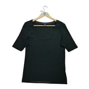 T shirt manches courtes femme noir Polo Ralph Lauren Col V