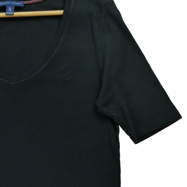 T shirt manches courtes femme noir Polo Ralph Lauren Col V