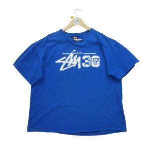 T shirt manches courtes homme bleu Stussy Col Rond