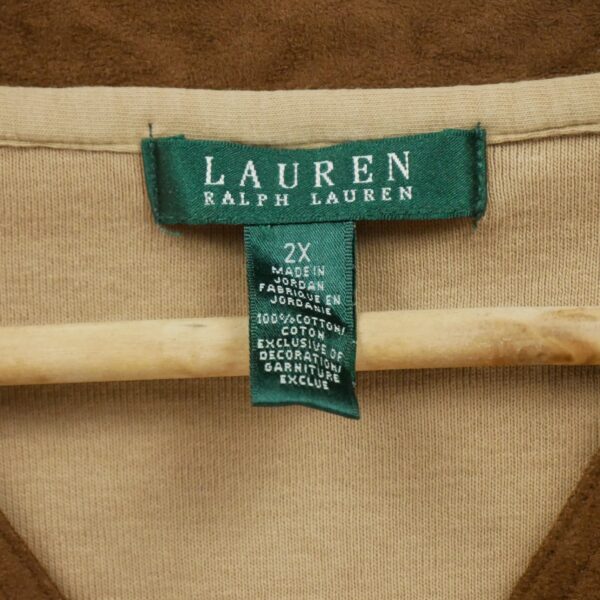 T shirt manches longues femme beige Polo Ralph Lauren Col V