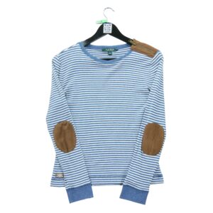 T shirt manches longues femme bleu Polo Ralph Lauren Motif a rayures Col Rond
