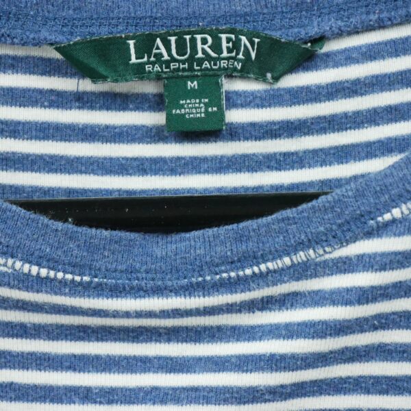 T shirt manches longues femme bleu Polo Ralph Lauren Motif a rayures Col Rond