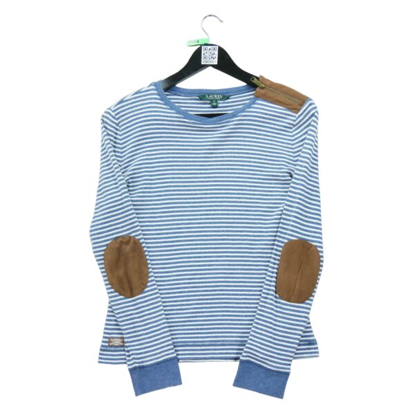 T shirt manches longues femme bleu Polo Ralph Lauren Motif a rayures Col Rond
