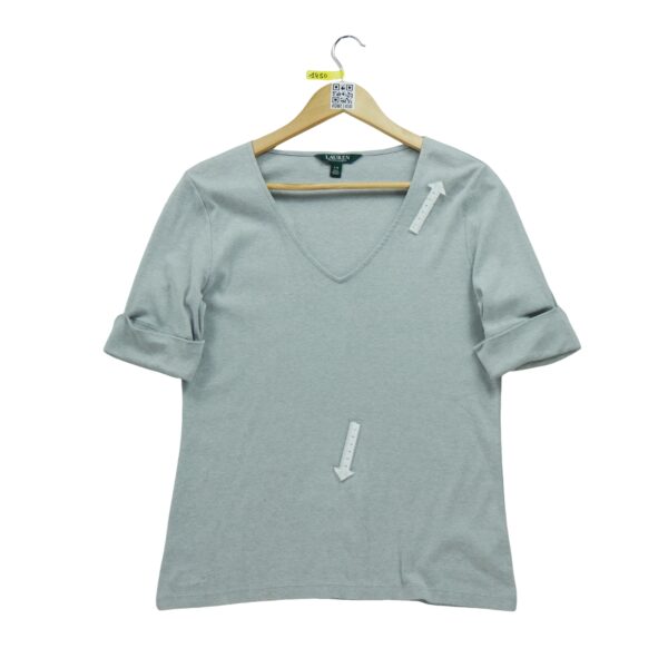 T shirt manches longues femme gris Polo Ralph Lauren Col V