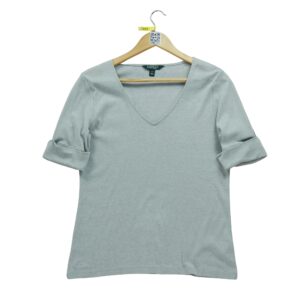 T shirt manches longues femme gris Polo Ralph Lauren Col V