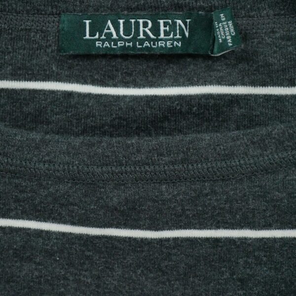 T shirt manches longues femme gris Polo Ralph Lauren Motif a rayures Col Rond