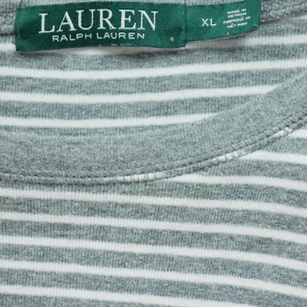T shirt manches longues femme gris Polo Ralph Lauren Motif a rayures Col Rond