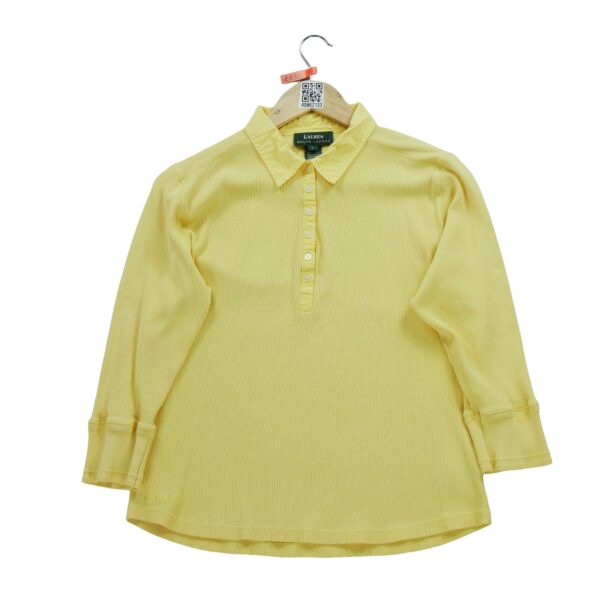 T shirt manches longues femme jaune Polo Ralph Lauren Col Revert