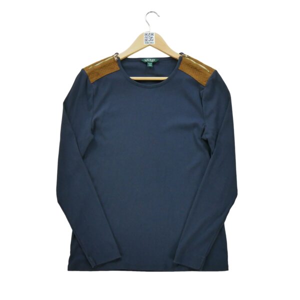 T shirt manches longues femme marine Polo Ralph Lauren Col Rond