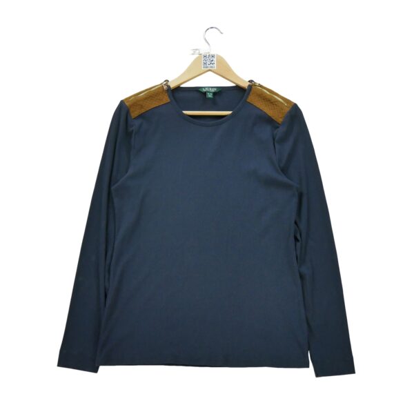 T shirt manches longues femme marine Polo Ralph Lauren Col Rond