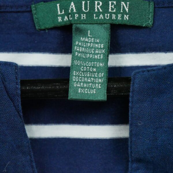 T shirt manches longues femme marine Polo Ralph Lauren Motif a rayures Col V