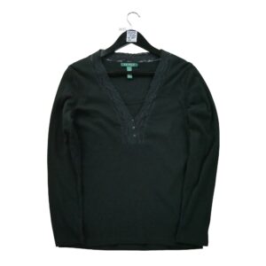T shirt manches longues femme noir Polo Ralph Lauren Col V