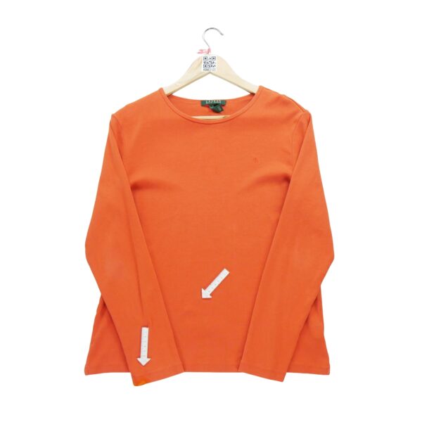 T shirt manches longues femme orange Polo Ralph Lauren Col Rond