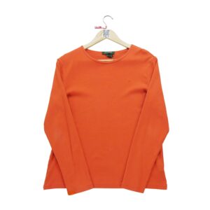 T shirt manches longues femme orange Polo Ralph Lauren Col Rond