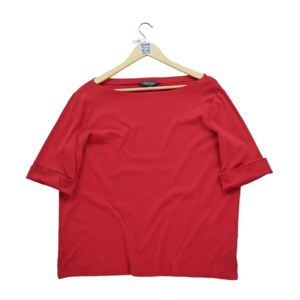 T shirt manches longues femme rouge Polo Ralph Lauren Col Rond