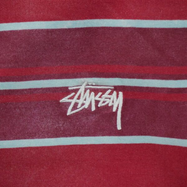 T shirt manches longues homme rouge Stussy Motif a rayures Col Rond