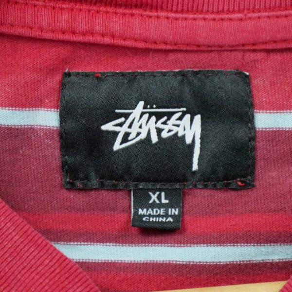 T shirt manches longues homme rouge Stussy Motif a rayures Col Rond
