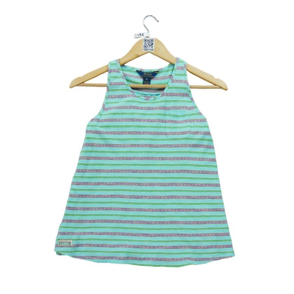 T shirt sans manches enfant turquoise Polo Ralph Lauren Motif a rayures Col Rond