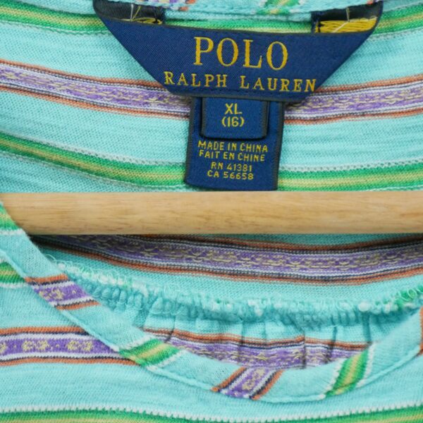 T shirt sans manches enfant turquoise Polo Ralph Lauren Motif a rayures Col Rond