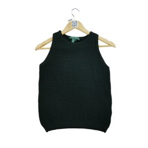 T shirt sans manches femme noir Polo Ralph Lauren Col Rond