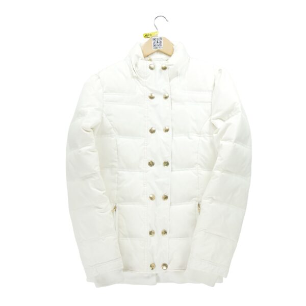 Doudoune femme manches longues beige Vintage Col Montant