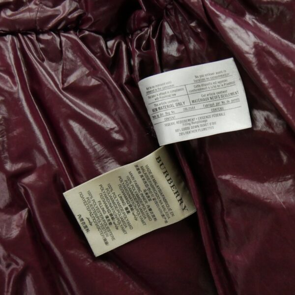 Doudoune femme manches longues bordeaux Burberry Col Revert