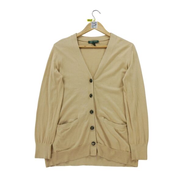 Gilet femme manches longues beige Polo Ralph Lauren Col Rond