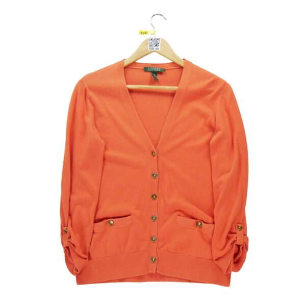 Gilet femme manches longues orange Polo Ralph Lauren Col V