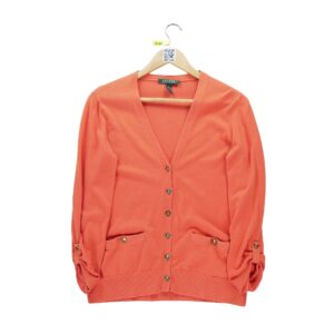 Gilet femme manches longues orange Polo Ralph Lauren Col V
