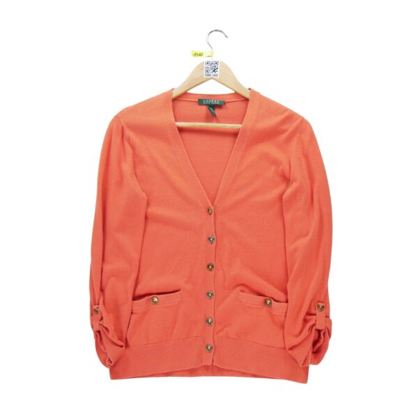 Gilet femme manches longues orange Polo Ralph Lauren Col V