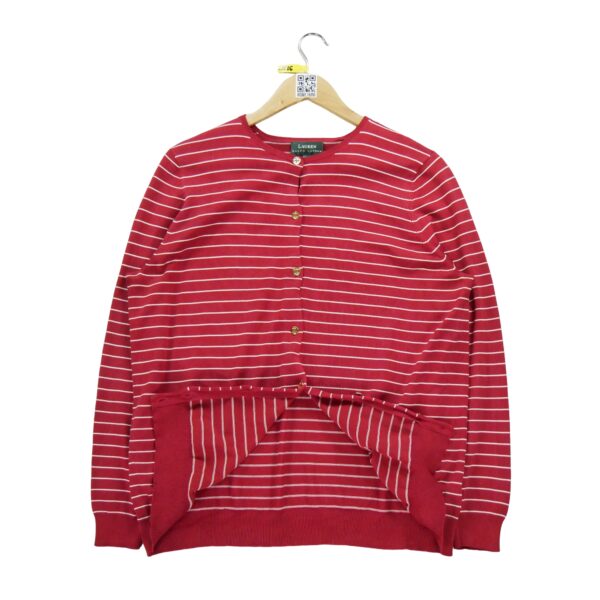 Gilet femme manches longues rouge Lauren Ralph Lauren Motif a rayures Col Rond
