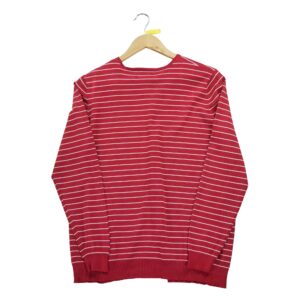 Gilet femme manches longues rouge Lauren Ralph Lauren Motif a rayures Col Rond