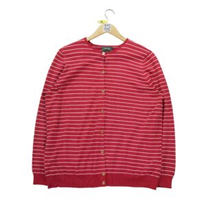 Gilet femme manches longues rouge Lauren Ralph Lauren Motif a rayures Col Rond