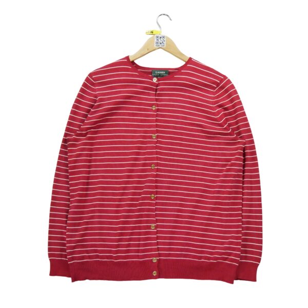 Gilet femme manches longues rouge Lauren Ralph Lauren Motif a rayures Col Rond