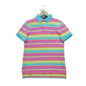 Polo manches courtes homme rose Polo Ralph Lauren Motif a rayures Col Polo