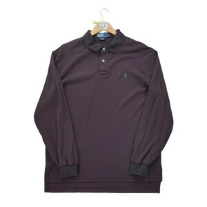 Polo manches longues homme bordeaux Polo Ralph Lauren Col Polo